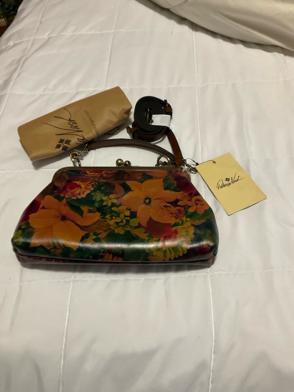 Patricia Nash Brown Multi Floral Kiss-Lock Crossbody Clutch